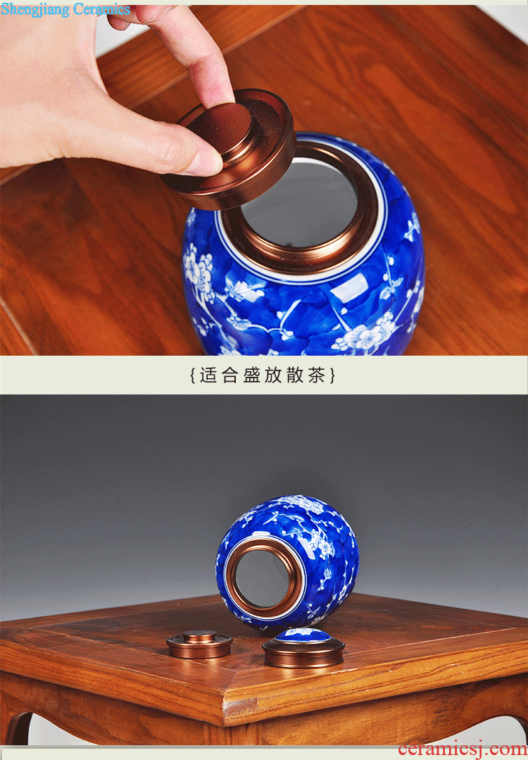 Caddy ceramic jar of large size Packed tea boxes, tea boxes Jingdezhen ceramic tea urn tea seal pot