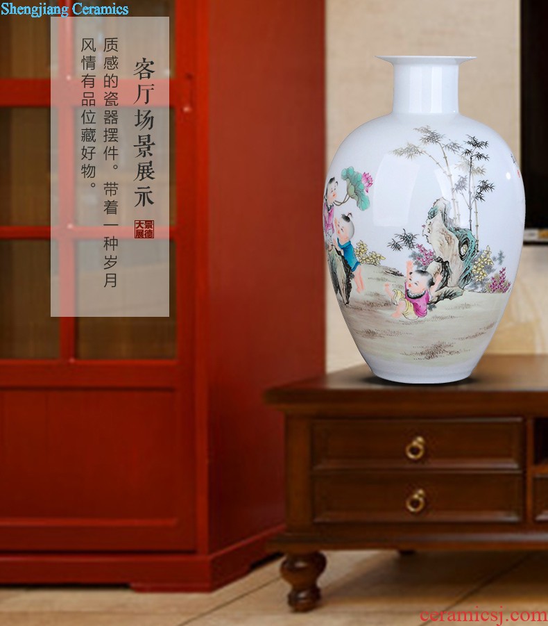 Jingdezhen ceramics famous hand-painted vases, modern fashion creative furnishing articles dry flower lucky bamboo living room The vase