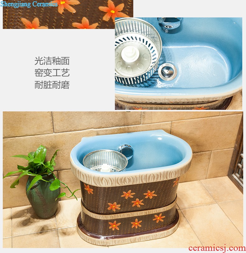 Ou basin one-piece lavabo ceramic golden column pillar floor lavatory basin hotel and trip in