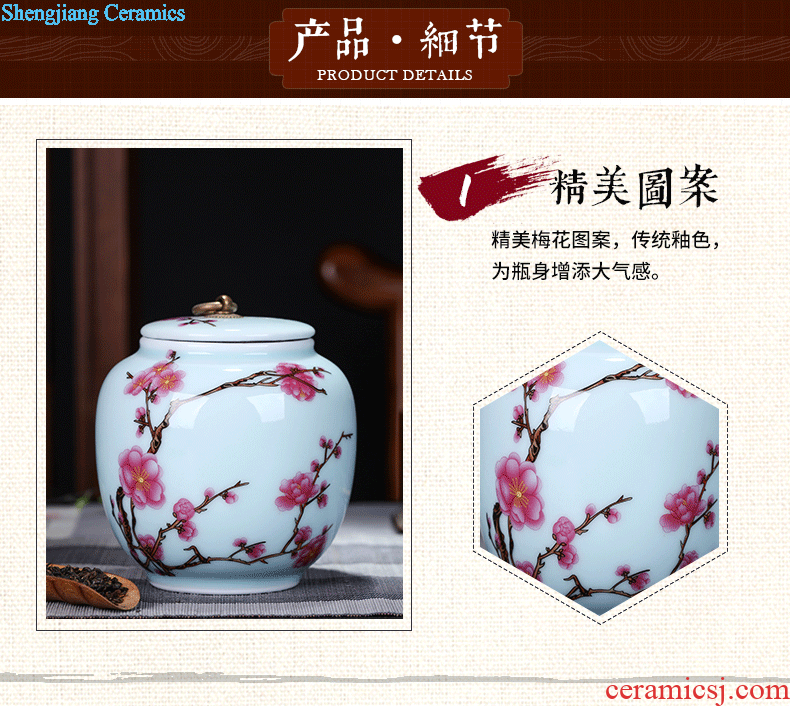 Exhibition of jingdezhen ceramics pu 'er tea tea pot of tea urn storage storehouse boxes large plum tea caddy