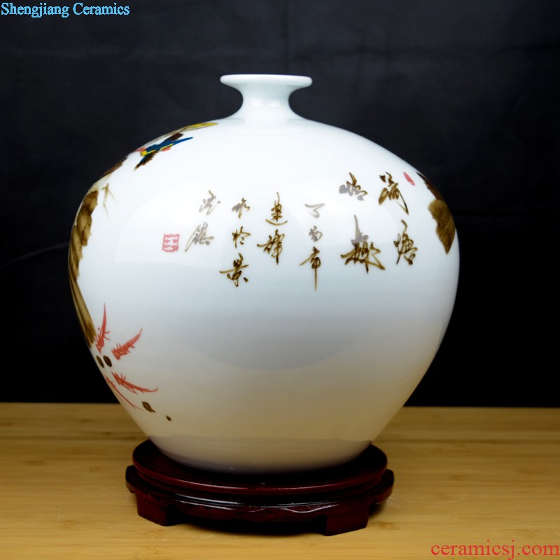 Jingdezhen ceramic wide mouth phnom penh vase Nordic light flower arrangement sitting room luxury decoration, household soft adornment flowers flowers