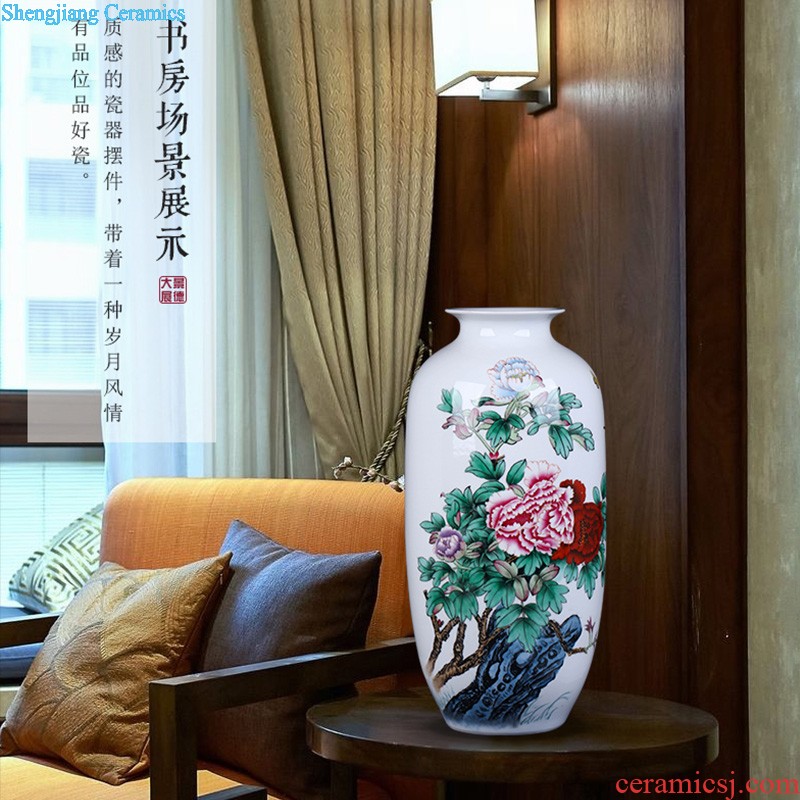 Furnishing articles antique vase of jingdezhen ceramics handicraft furnishing articles furnishing articles office decoration of Chinese style rich ancient frame