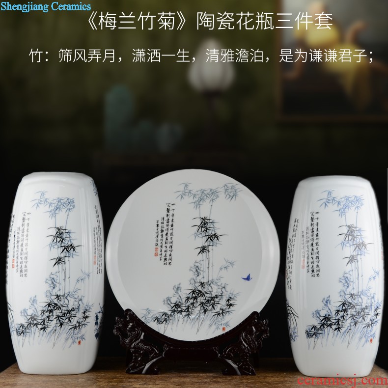 Jingdezhen ceramics vase, ji blue gold peony home furnishing articles flower arranging adornment of contemporary sitting room