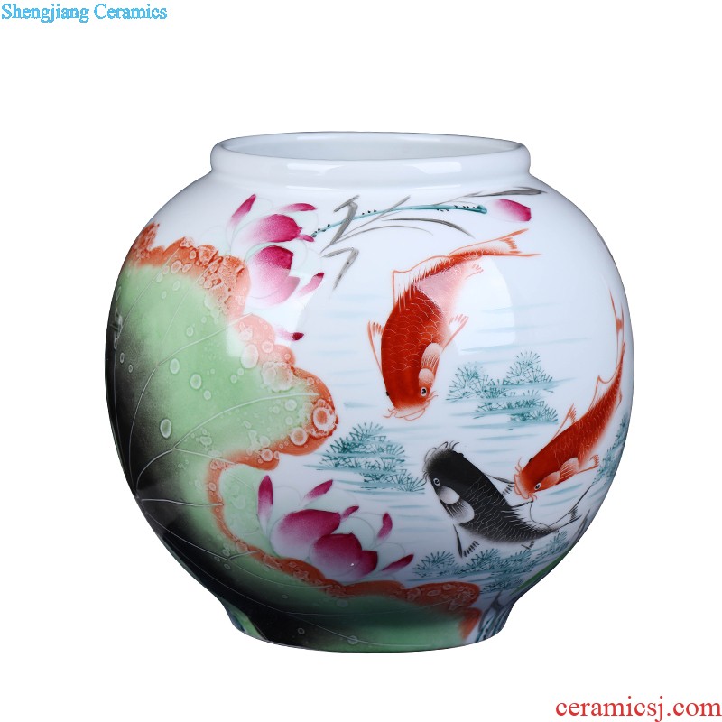 Jingdezhen hand-painted caddy large ceramic seven loaves seal storage POTS and pu 'er tea caddy