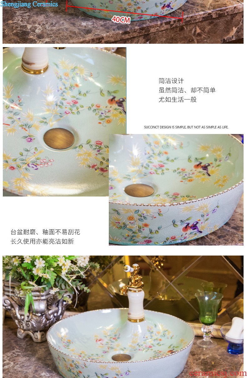 On the ceramic POTS on the oval wash gargle lavabo lavatory basin bathroom art basin of household