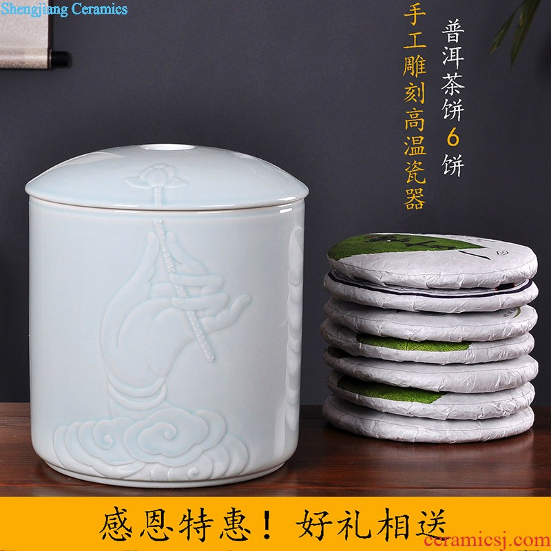 Extra large caddy ceramics jingdezhen porcelain household storage sealed cans of pu-erh tea and tea box restoring ancient ways POTS