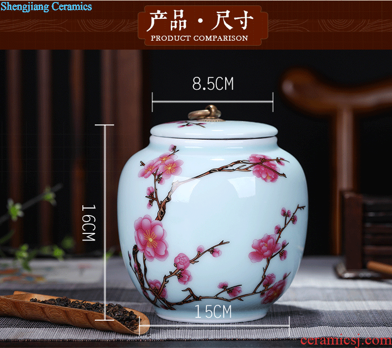 Exhibition of jingdezhen ceramics pu 'er tea tea pot of tea urn storage storehouse boxes large plum tea caddy