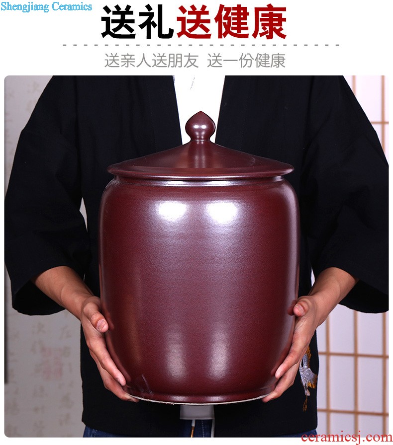 Jingdezhen ceramic tea pot of large storage tank 30 jins of puer tea rice cylinder seal up POTS moistureproof tea set