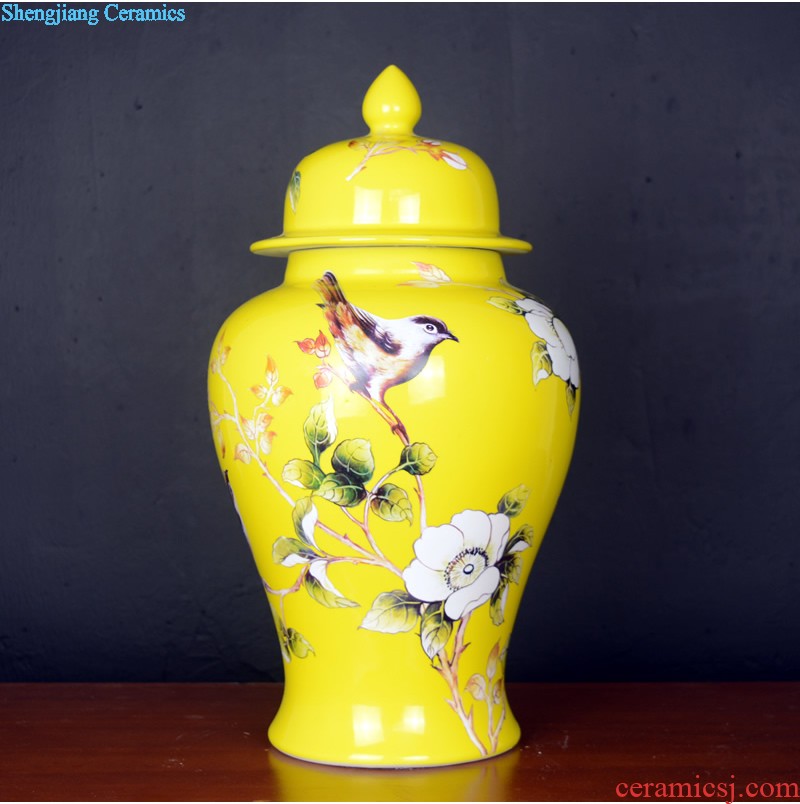 Jingdezhen ceramic vase household the general pot of new Chinese style porch example room dry flower arranging flowers soft adornment is placed