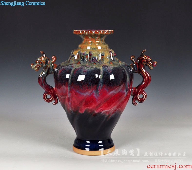 Hand-painted ceramic vases, big gourd furnishing articles Chinese style restoring ancient ways hotel opening gifts crafts sitting room adornment