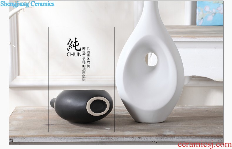 Jingdezhen ceramics kiln vase three-piece new Chinese flower arranging home furnishing articles sitting room adornment handicraft