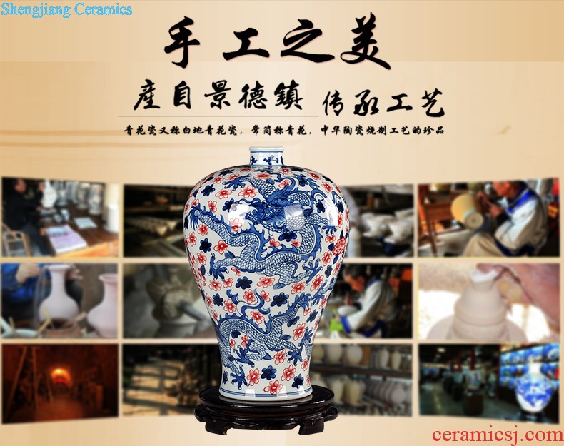 Jingdezhen ceramic manual Chinese antique blue and white porcelain vase household decorative porcelain vases furnishing articles furnishing articles arranging flowers