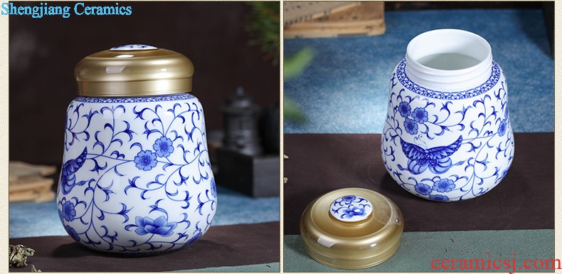 Jingdezhen hand-painted ceramic seal pot large metal caddy cover POTS sitting room place POTS of blue and white porcelain