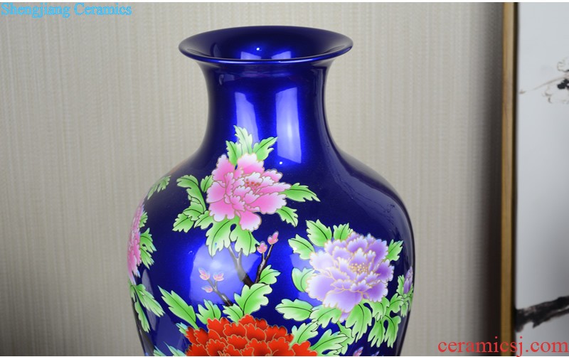 Jingdezhen ceramic manual hand-painted under glaze blue and white porcelain vase color archaize sitting room small handicraft rich ancient frame furnishing articles