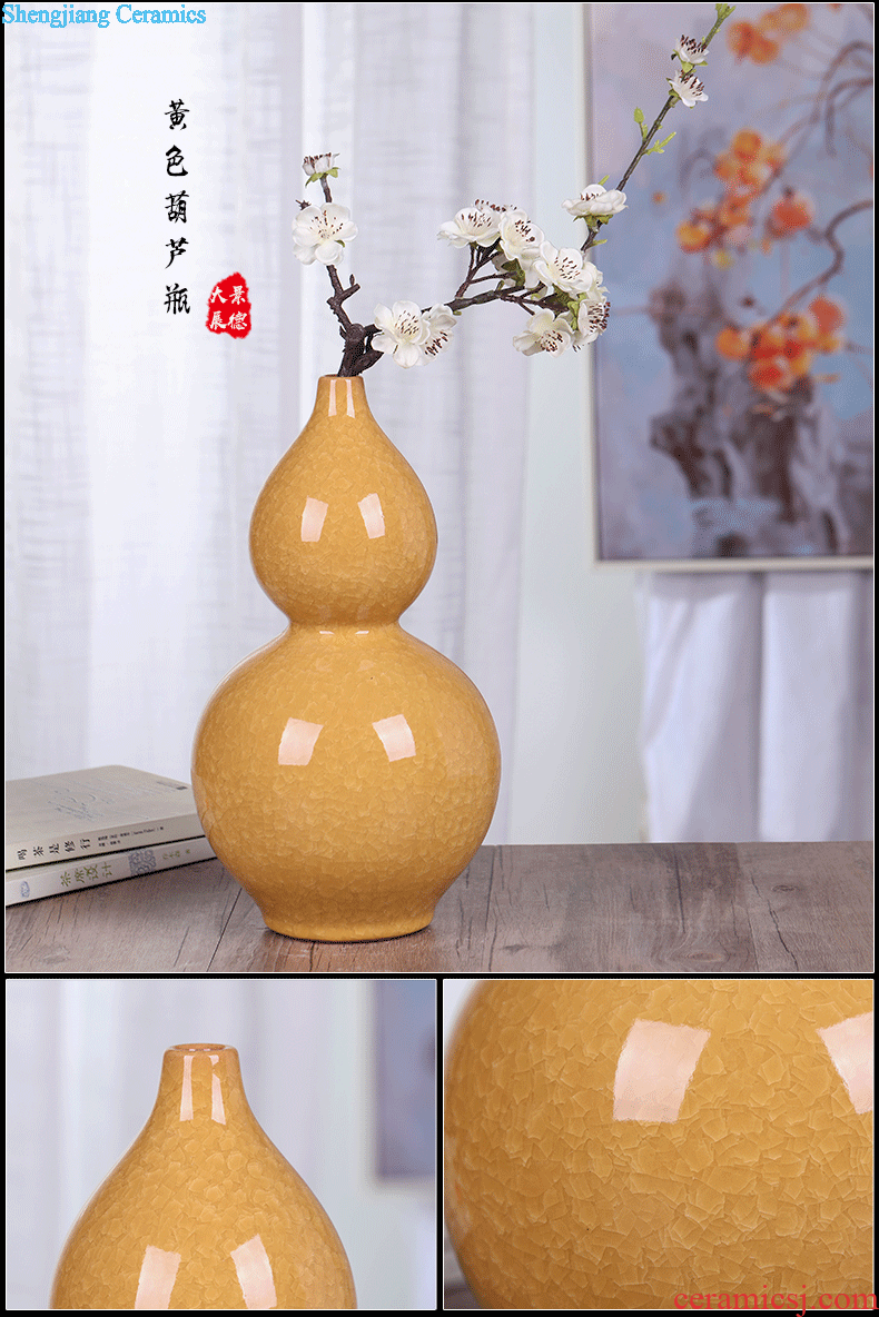 Jingdezhen ceramic vase office furnishing articles yellow sitting room TV ark household decorates porch ark crafts