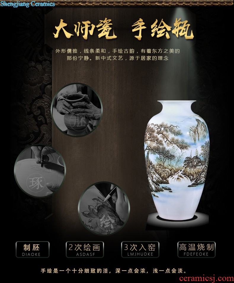 Jingdezhen ceramic flower vases peach famous sitting room hand-painted crafts creative household adornment restoring ancient ways furnishing articles