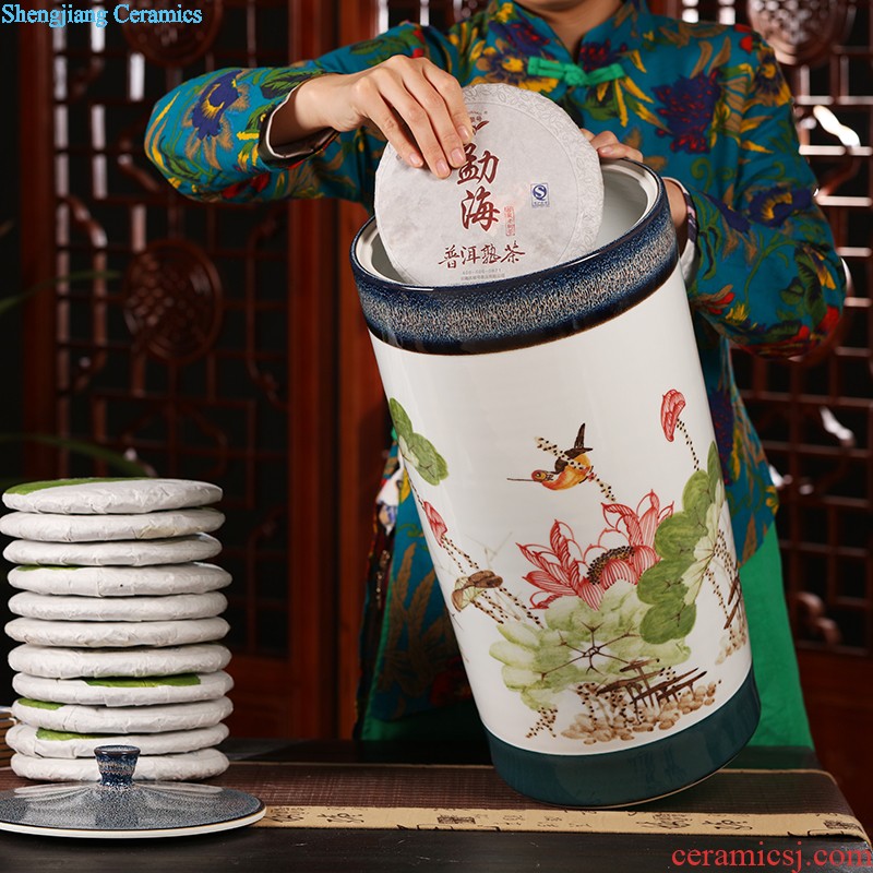 Large tea canister ceramic tea urn storage pu-erh tea and tea bucket seal tea boxes, tea set 6 kg powder POTS