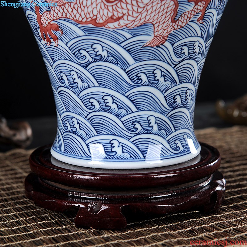 Exhibition of jingdezhen ceramics vase sitting room place luck vase household act the role ofing is tasted Chinese red ornaments