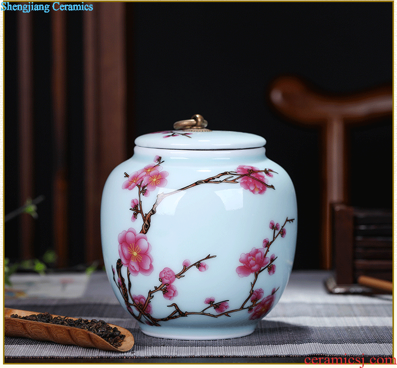 Exhibition of jingdezhen ceramics pu 'er tea tea pot of tea urn storage storehouse boxes large plum tea caddy