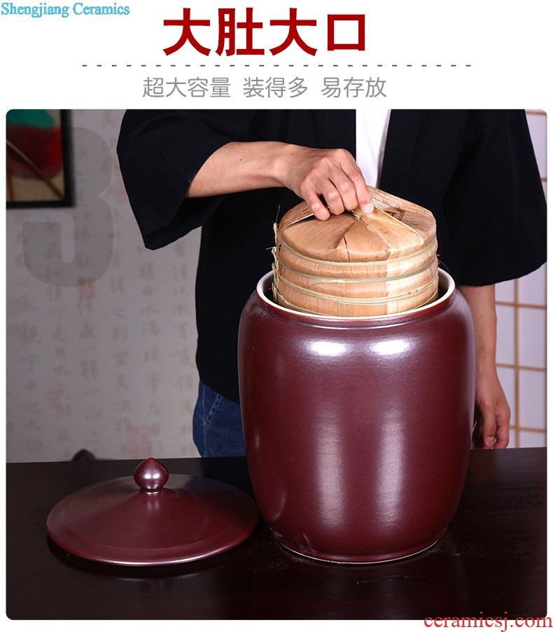 Jingdezhen ceramic tea pot of large storage tank 30 jins of puer tea rice cylinder seal up POTS moistureproof tea set