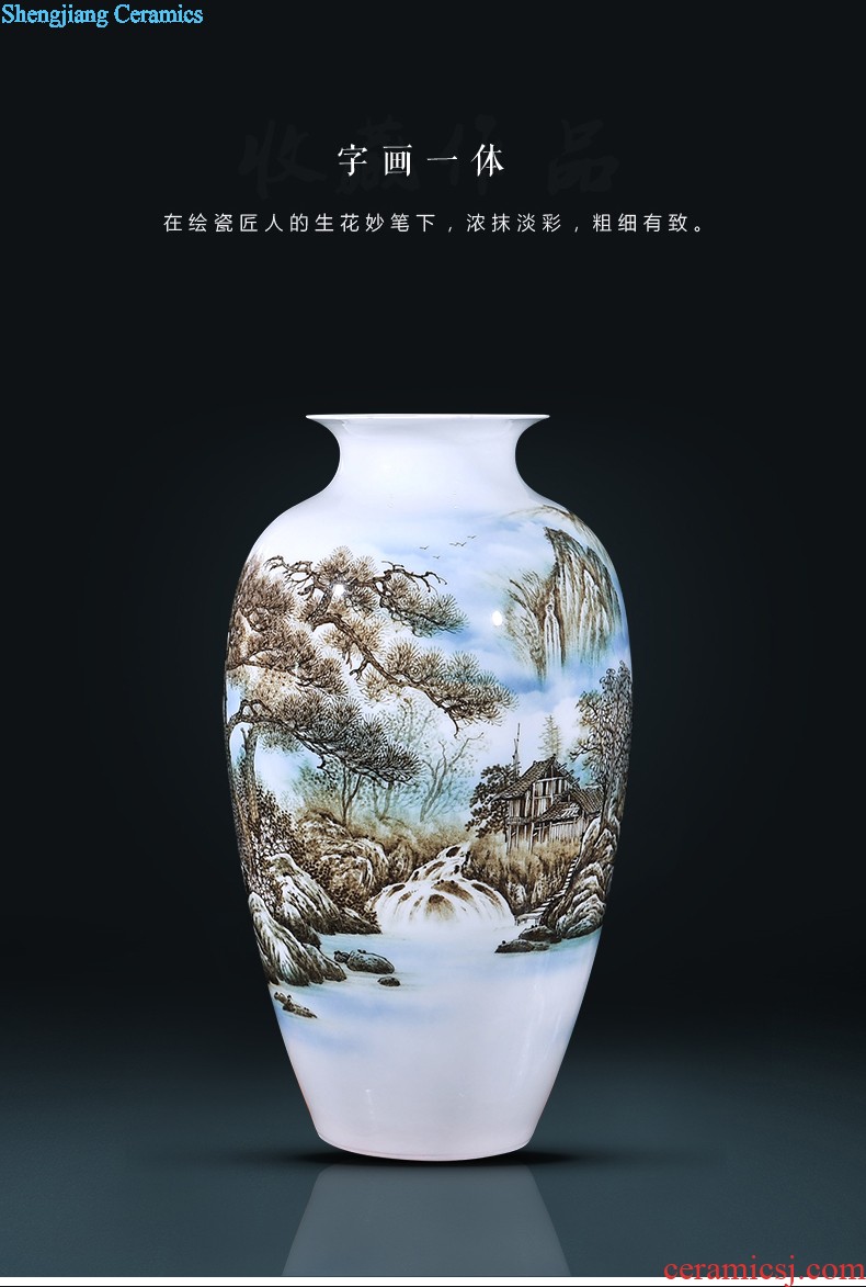 Jingdezhen ceramic flower vases peach famous sitting room hand-painted crafts creative household adornment restoring ancient ways furnishing articles