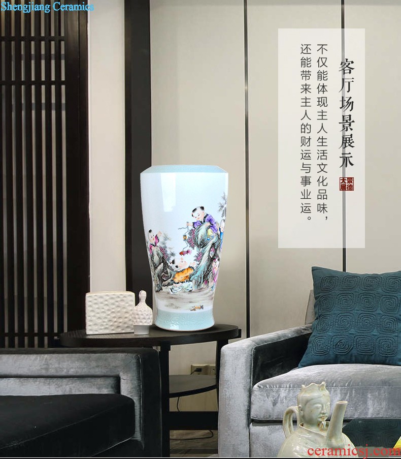 Jingdezhen ceramic hand-painted vase vase planting new Chinese style household adornment handicraft sitting room TV ark furnishing articles