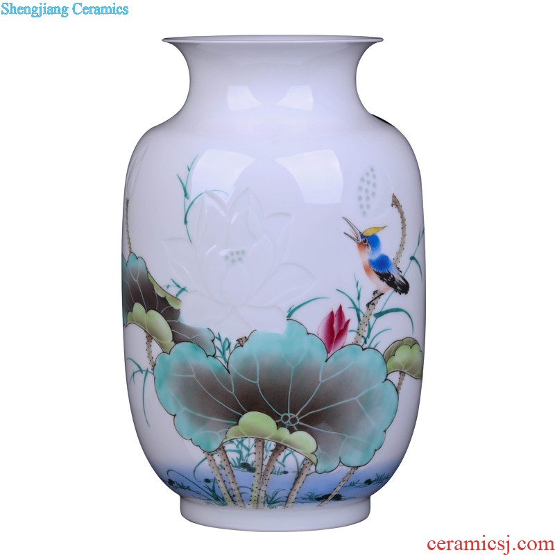 Jingdezhen ceramic classical large blue and white porcelain vase household living room flower arrangement of Chinese style restoring ancient ways is rich ancient frame furnishing articles