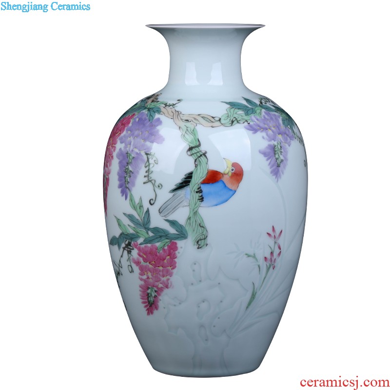 Famous hand-painted jingdezhen ceramic vase furnishing articles landscape painting house sitting room adornment large-sized restoring ancient ways is China