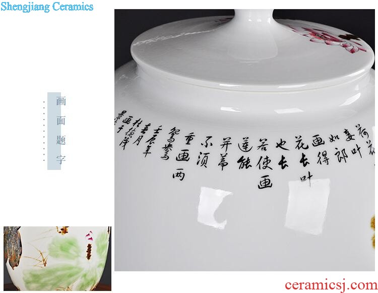 The ceramic tea canister Sealed cans of tea barrel big detong sealed bucket of jingdezhen ceramic handmade ceramic storage tank