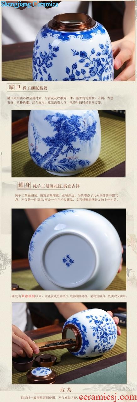 Jingdezhen ceramics vase furnishing articles Scenery famous hand-painted bottles Ceramic bottle of new Chinese style living room decoration furnishing articles