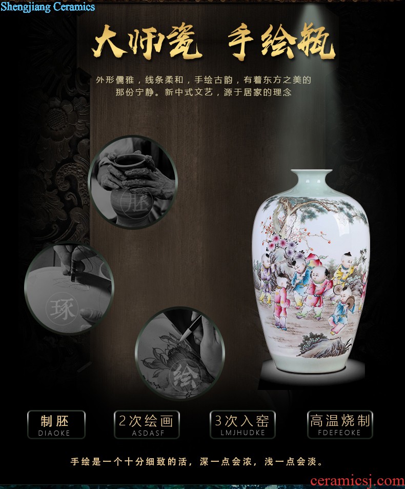 Jingdezhen hand-painted vases, famous artists Peony figure sitting room TV ark flower arranging rich ancient frame furnishing articles furnishing articles ceramics