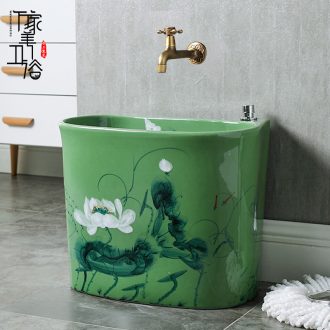 M beautiful European art ceramic toilet stage basin sink lavatory basin that wash a face Fangyuan fruit-green glaze