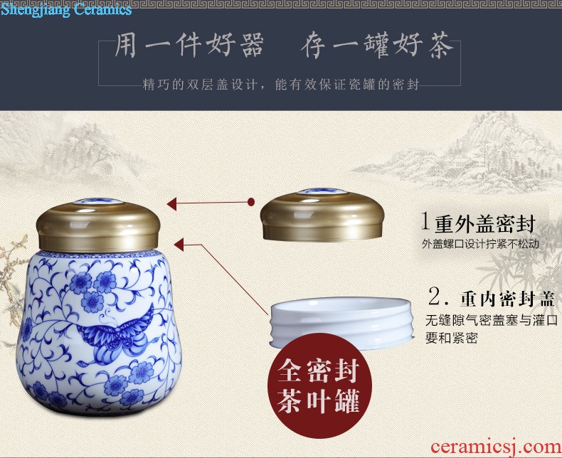 Jingdezhen hand-painted ceramic seal pot large metal caddy cover POTS sitting room place POTS of blue and white porcelain