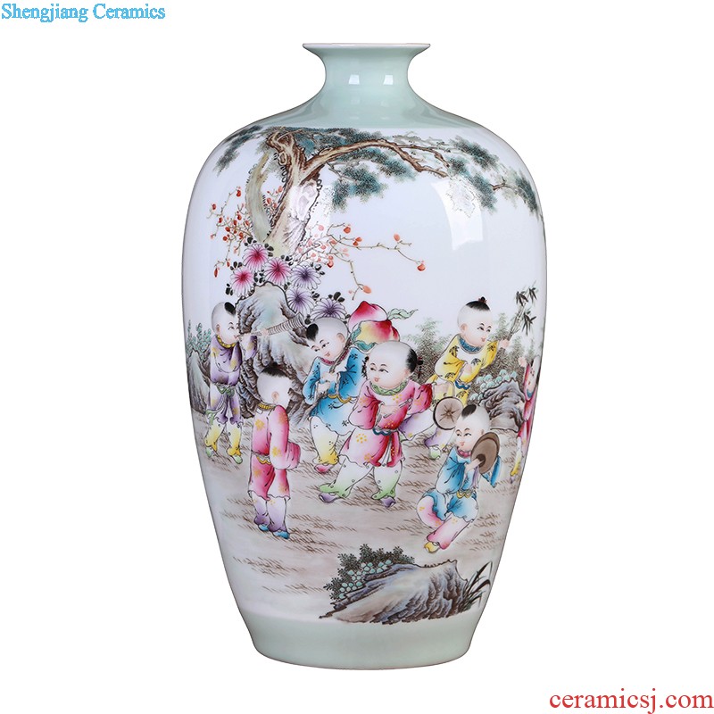 Jingdezhen hand-painted vases, famous artists Peony figure sitting room TV ark flower arranging rich ancient frame furnishing articles furnishing articles ceramics