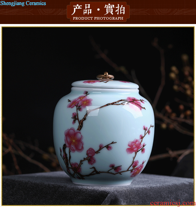 Exhibition of jingdezhen ceramics pu 'er tea tea pot of tea urn storage storehouse boxes large plum tea caddy