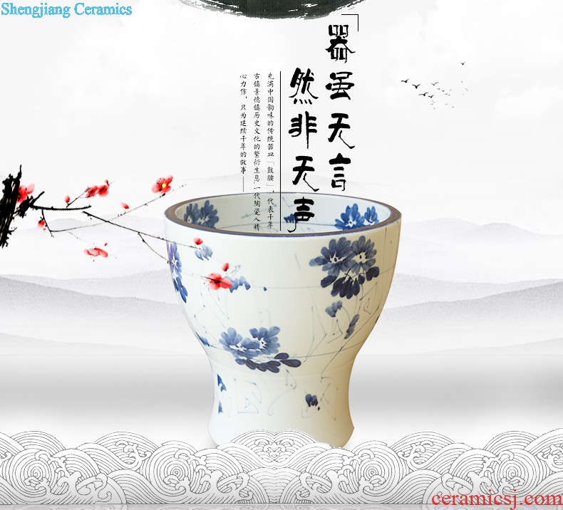 M beautiful ceramic art basin mop mop pool ChiFangYuan one-piece mop pool of 40 cm diameter ink lotus