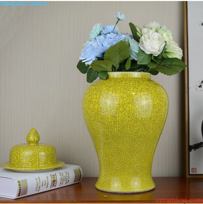 Jingdezhen ceramics Archaize peacock blue vase Chinese sitting room ark creative retro furnishing articles ornaments