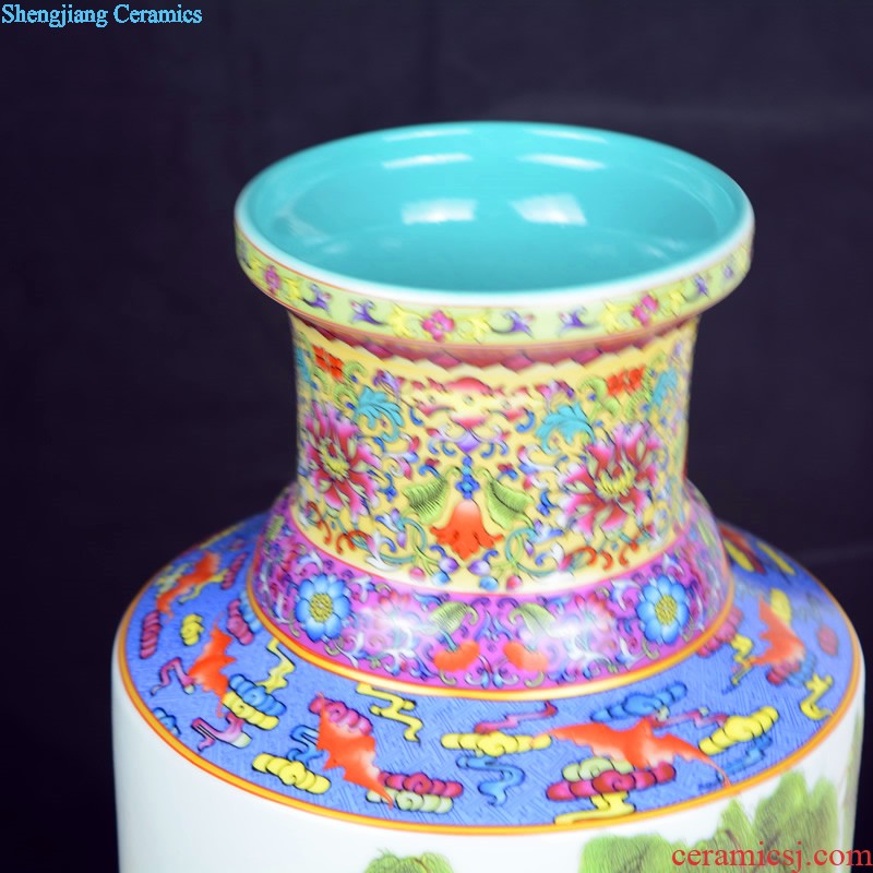 Jingdezhen ceramics Archaize paint colored enamel vase The sitting room home rich ancient frame adornment large-sized furnishing articles