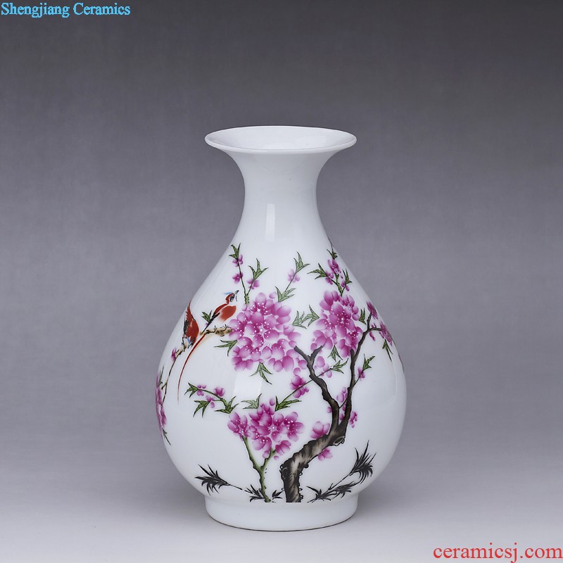 Jingdezhen porcelain hand-painted ceramic vase of blue and white porcelain dragon double ears fashionable sitting room adornment handicraft furnishing articles