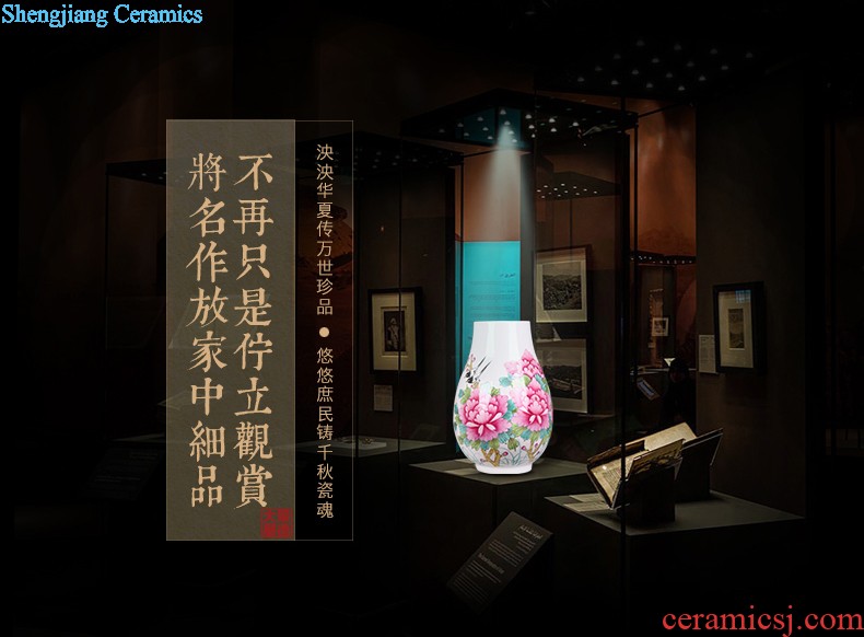 Hand draw large ceramic vase furnishing articles sitting room adornment of new Chinese style household lucky bamboo ceramic red bottle arranging flowers