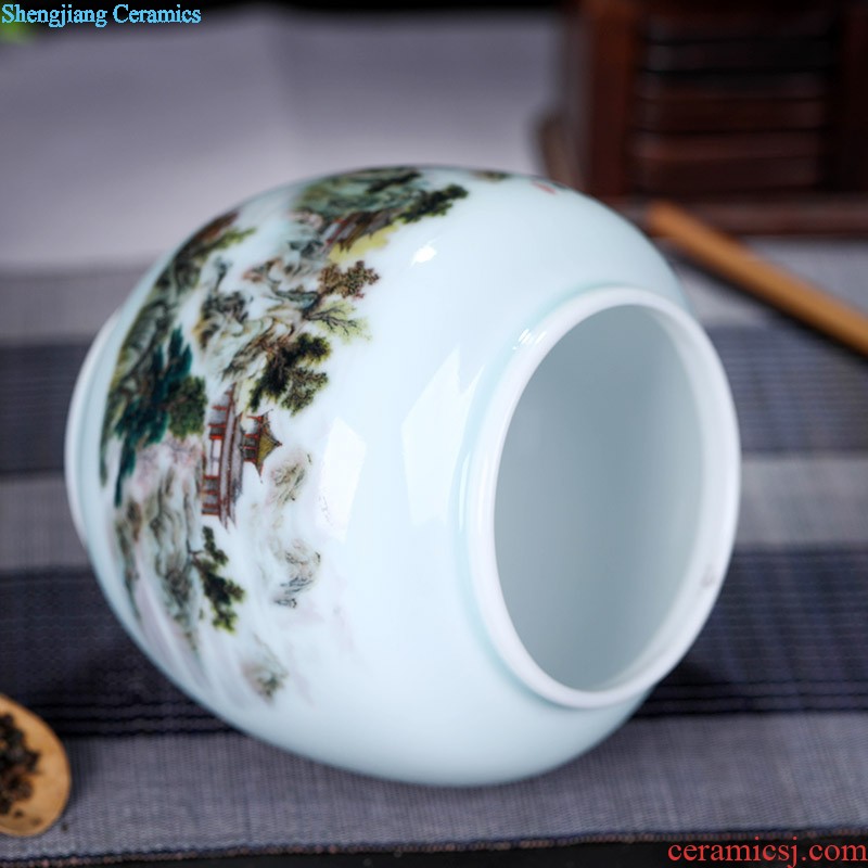 Jingdezhen ceramic large tea caddy box of bulk tea tins POTS sealed cans of pu-erh tea storage tanks