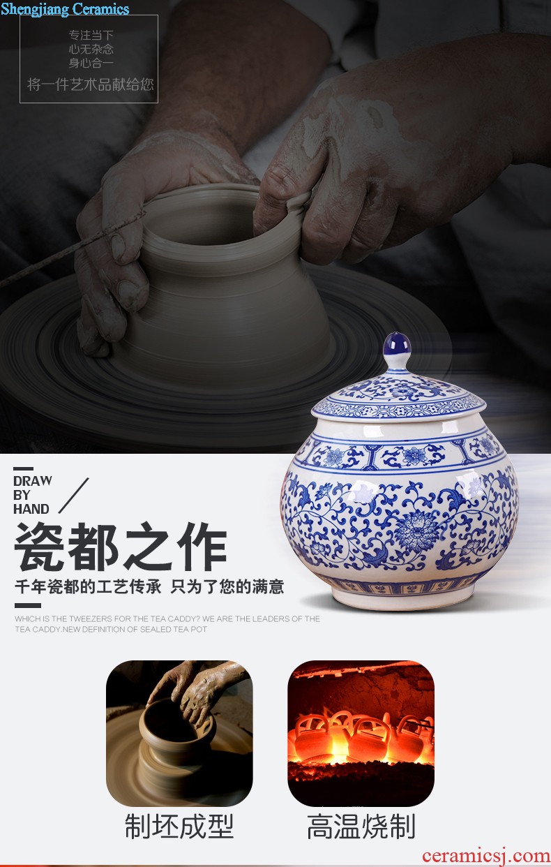 Creative caddy jingdezhen ceramics receives large pu 'er cake Tea cylinder storage POTS coarse ceramic POTS