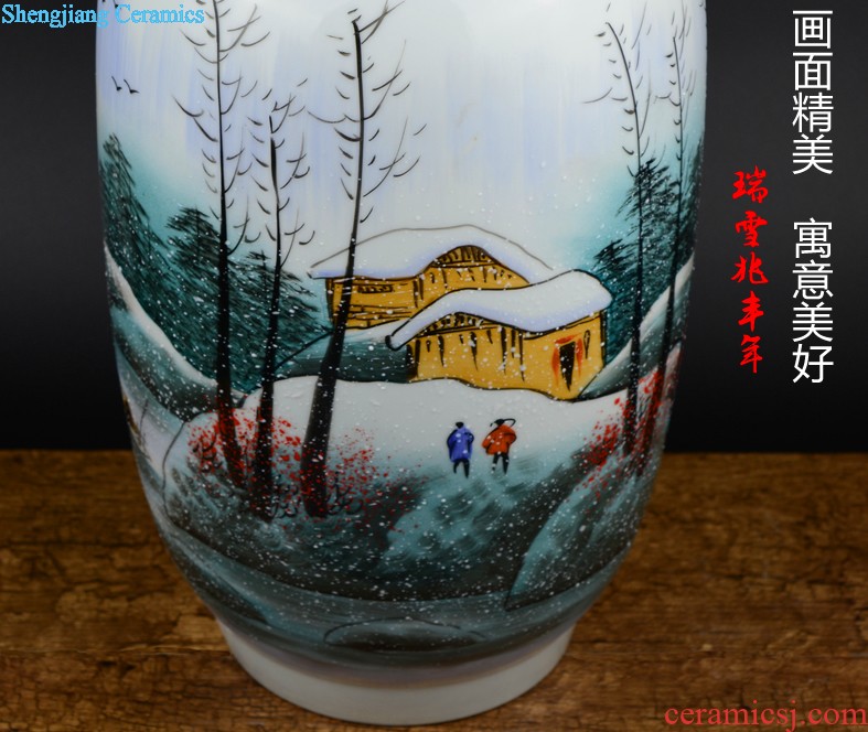 Jingdezhen ceramics Archaize peacock blue vase Chinese sitting room ark creative retro furnishing articles ornaments