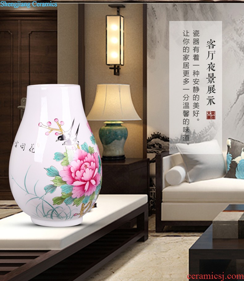 Hand draw large ceramic vase furnishing articles sitting room adornment of new Chinese style household lucky bamboo ceramic red bottle arranging flowers