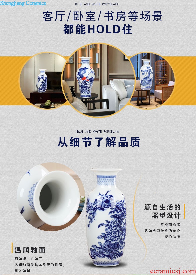 Hand-painted mini flower vase of blue and white porcelain of jingdezhen ceramics home rich ancient frame furnishing articles classic Chinese style living room