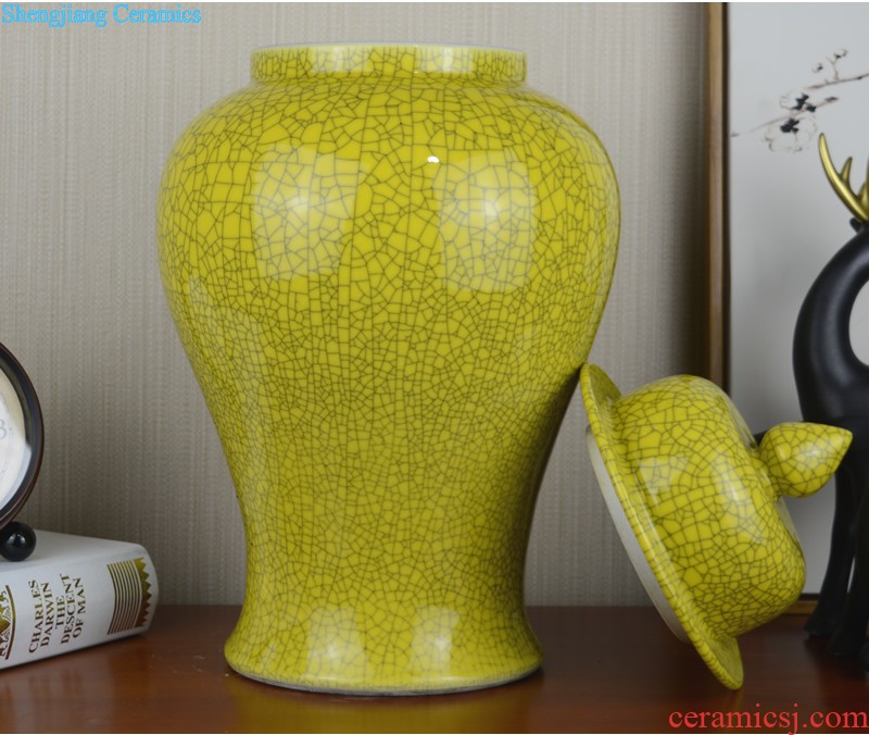 Jingdezhen ceramics Archaize peacock blue vase Chinese sitting room ark creative retro furnishing articles ornaments