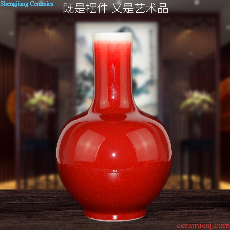 Jingdezhen ceramics China's large red vase Chinese style wedding wedding sitting room place home decorations