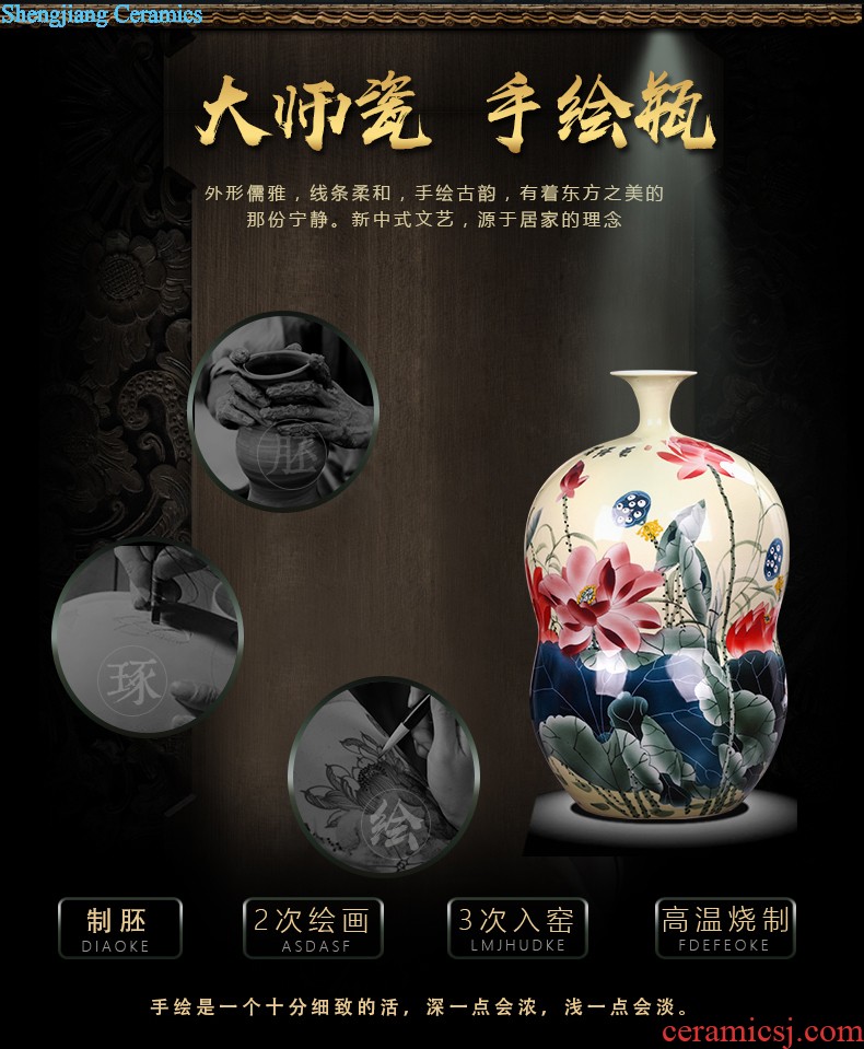 Ceramic vase furnishing articles Chinese flower arranging dried flowers home famous hand-painted jingdezhen blue and white porcelain vase ceramics