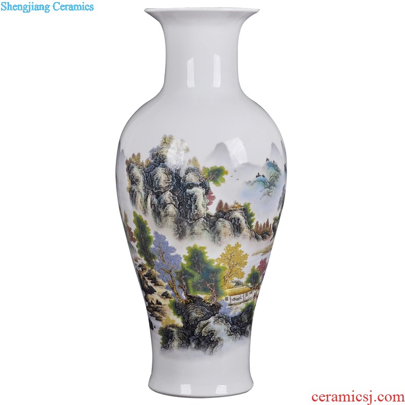 Jingdezhen ceramics vase large flower arrangement Sitting room appropriate home furnishing articles set TV ark adornment has opened in the background