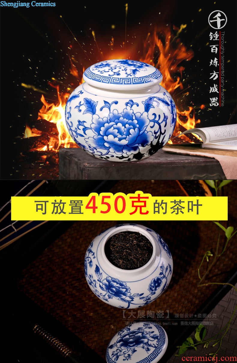 To make Jingdezhen ceramic tea pot 5 jins of pu-erh tea powder POTS seal pot black tea store tea tea storage warehouse big yards